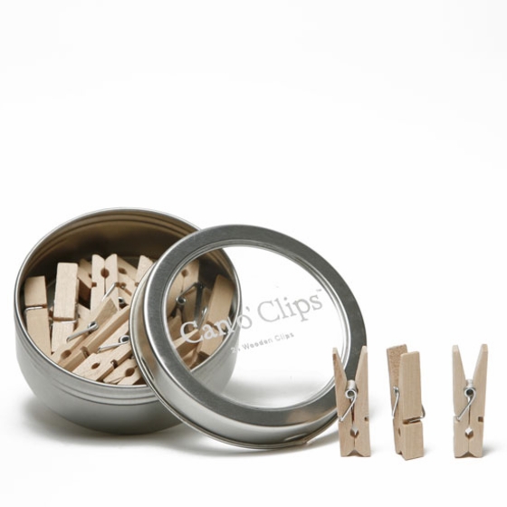 thumbnail image 2 of Cavallini & Co. Can O' Clips - 24 Wooden Paper Clips In Decorative Tin CANOCLIP 2 of 6