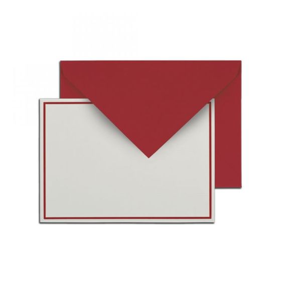 G. Lalo Single Bordered Correspondence Card Stationery Set (4.5 x 6) ( Burgundy )