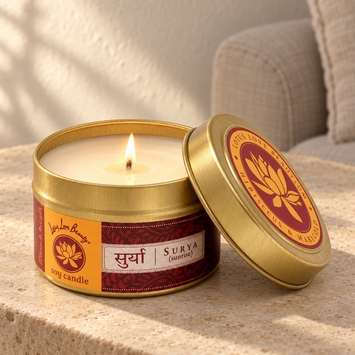 Lotus Love Beauty Soy Candle Tin in Surya (Hibiscus & Marigold)