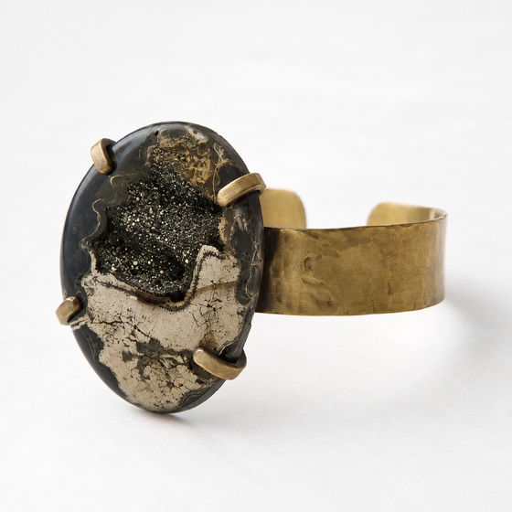 Roost Pyritized Ammonite Cuff ( Black & Gold )