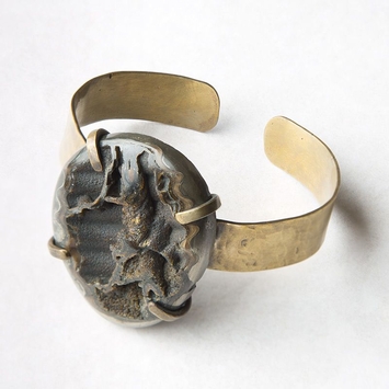 Roost Pyritized Ammonite Cuff in Gray Banded