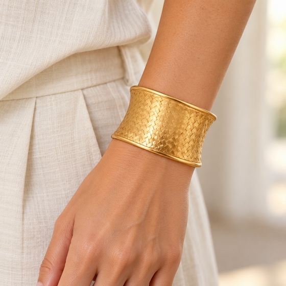 Satya Gold Woven Cuff Bracelet
