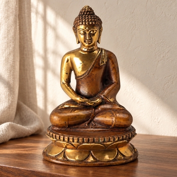 Bronze Seated Buddha Statue, 5.5" H