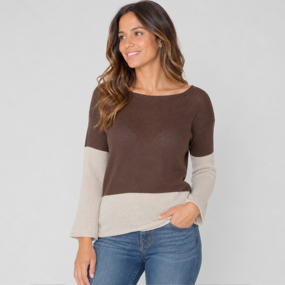 Six Ten Boardwalk Two-Tone Sweater ( Coffee/ Linen )