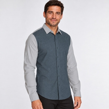 Organic Threads 4 Thought Lightweight Brushed L/S Shirt in Blue Nights/Smoke Grey