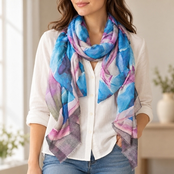 Tilo Printed Scarf in Blue Flower