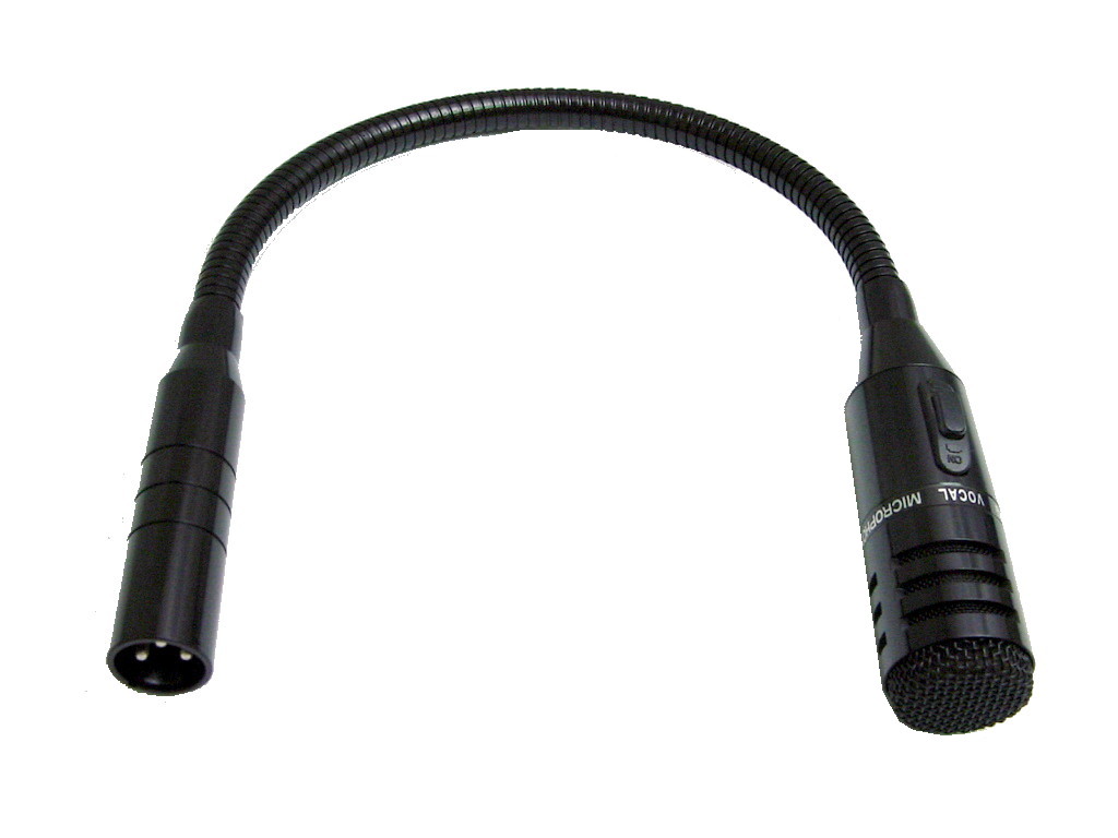 18" Gooseneck Mic With XLR Male Socket & Push on/off Button