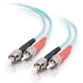 5m ST-ST 10Gb 50-125 OM3 Duplex Multimode PVC Fiber Optic Cable - Aqua