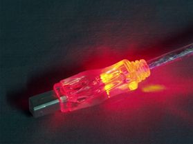 6 ft  USB 2.0 480Mbps Type A Male to B Male Translucent Lighted Cable with Red LEDs