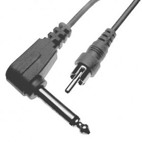 Adapter Cable with RCA Male Plug to Right Angle 1/4" Mono Plug 10' Long