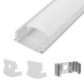 Slim Aluminum Housing, Frosted Cover,2 End Caps, 2 Clips  1 Meter