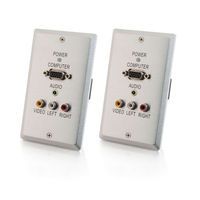 VGA and Stereo Audio and Composite Video and Audio over Cat5 Extender Aluminum Wall Plate Transmitter to Aluminum Wall Plate Receiver Kit