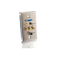 VGA, 3.5mm Audio, S-Video, Composite Video, RCA Stereo Audio and F-Type Coaxial Pass Through Single Gang Wall Plate - Stainless Steel VGA, 3.5mm Audio, S-Video, Composite Video, RCA Stereo Audio and F-Type Coaxial Pass Through Single Gang Wall Plate - Stainless Steel