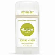 Baking Soda-Free Deodorant for Vegan & Sensitive Skin, Bergamot & Ginger, 2.5 oz, Humble Brands