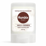 Baking Soda-Free Deodorant for Vegan & Sensitive Skin, Vanilla & Cardamom, Travel Size, 0.5 oz, Humble Brands