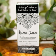Henna Cream Semi-Permanent Hair Colour True Black, 2.46 oz, Tints of Nature