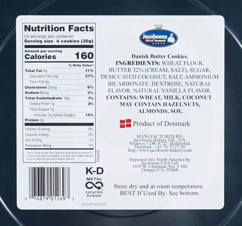 Buy Jacobsens of Denmark Original Premium Danish Butter Cookies Gift