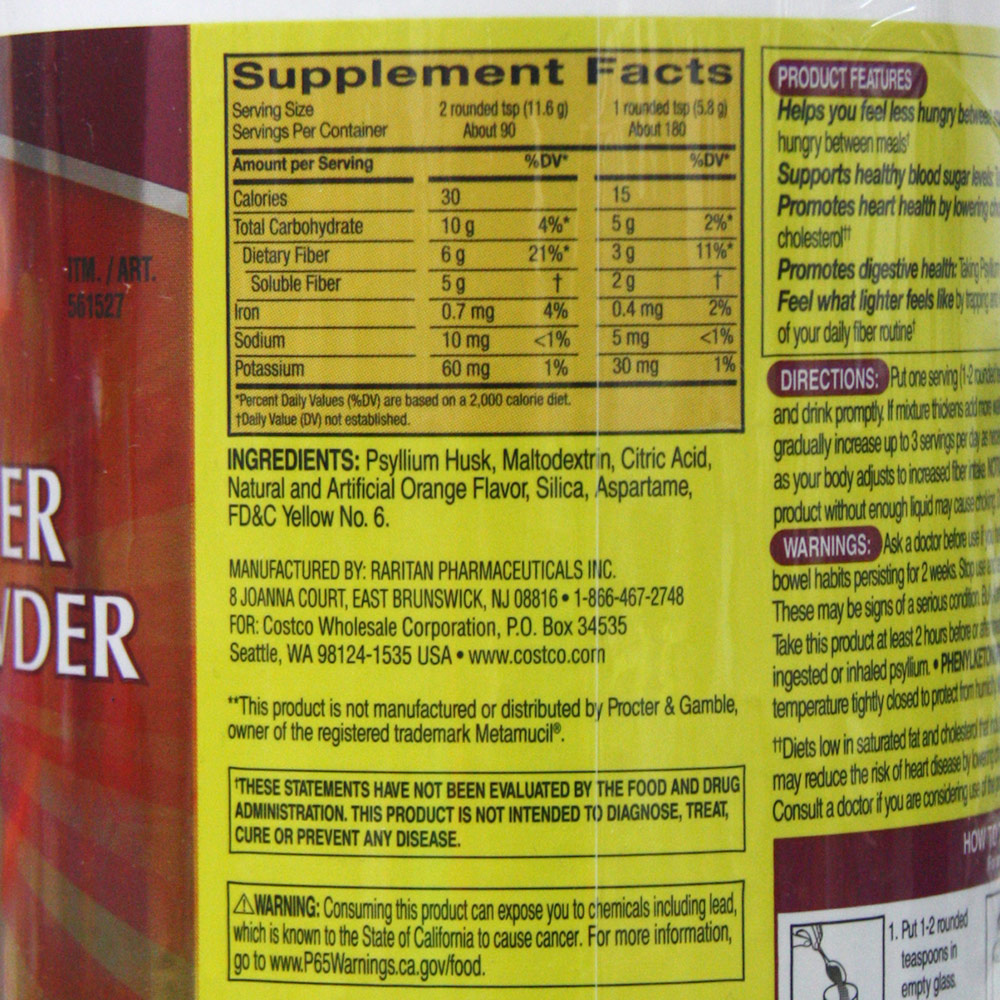 thumbnail image 2 of Kirkland Signature Optifiber Unflavored Sugar Free Fiber Supplement – 26.8 Oz (190 Servings) 2 of 5