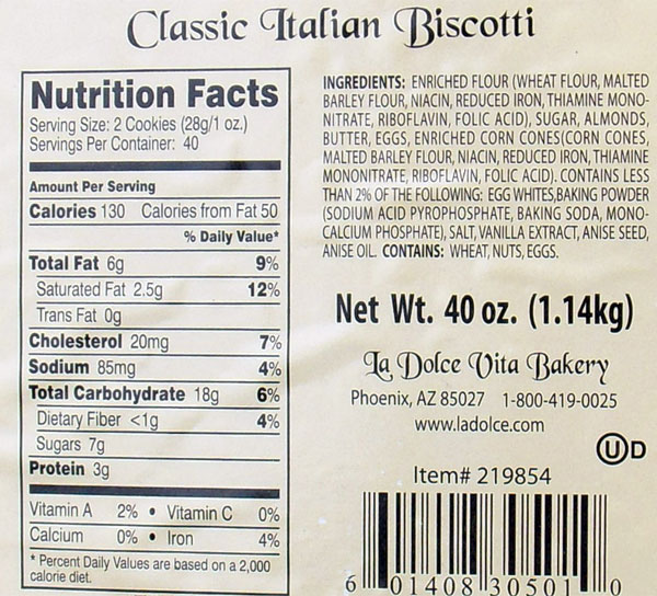 Buy La Dolce Vita Bakery Classic Italian Biscotti 40 oz (1.14 kg