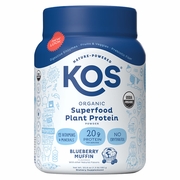 Organic Superfood Plant Protein Powder - Blueberry Muffin, 20.6 oz (15 Servings), KOS