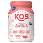Organic Superfood Plant Protein Powder - Strawberries & Cream, 37.5 oz (28 Servings), KOS
