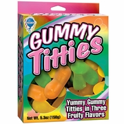 Yummy Gummy Titties in 3 Fruity Flavors, Gummy Candy, 5.3 oz, Pipedream Products