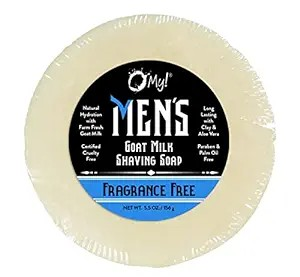 O My!  (Men's) Goats Milk Shaving Soap Puck 5.5oz Fragrance Free