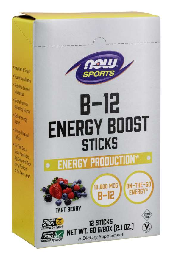 Now Vitamins - B-12 Energy Boost Tart Berry 12 Sticks TEMPORARILY UNAVAILABLE