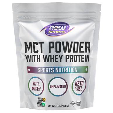 Now Vitamins - MCT Powder with Whey Protein Unflavored 1lb.
