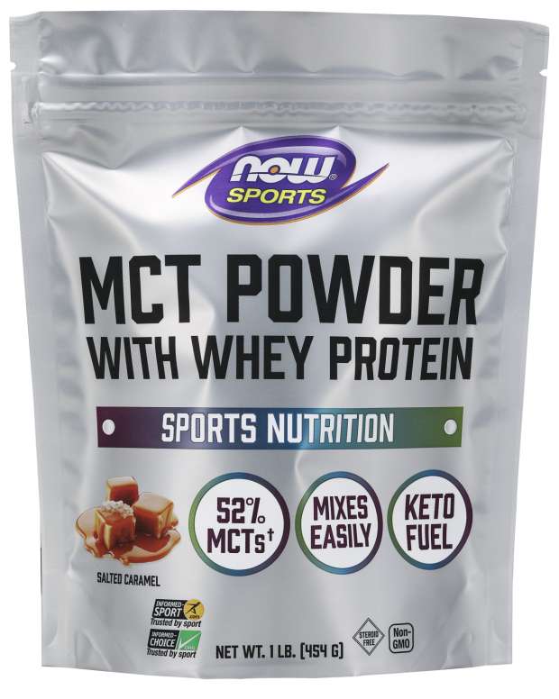 Now Vitamins - MCT Powder with Whey Protein Salted Caramel 1lb