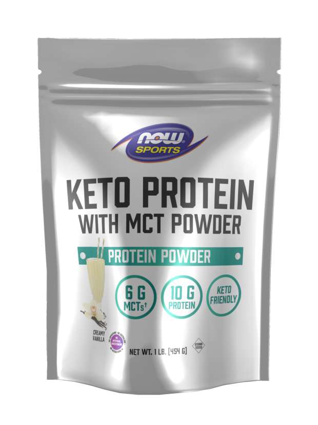 Now Vitamins -- Keto Protein with MCT, Creamy Vanilla Powder 1 lb.-OUT OF STOCK