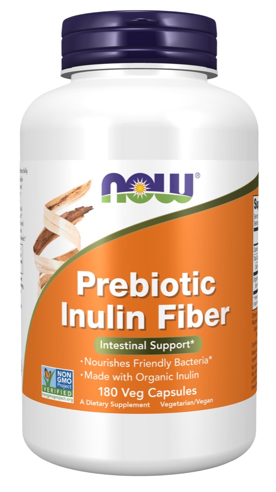 Now Vitamins - Prebiotic Inulin Fiber 180 Veg Capsules 