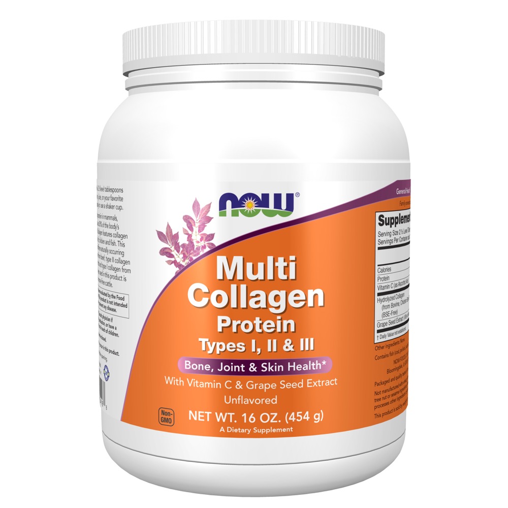 Now Vitamins - Multi Collagen Protein Types I, II & III Powder 16 oz