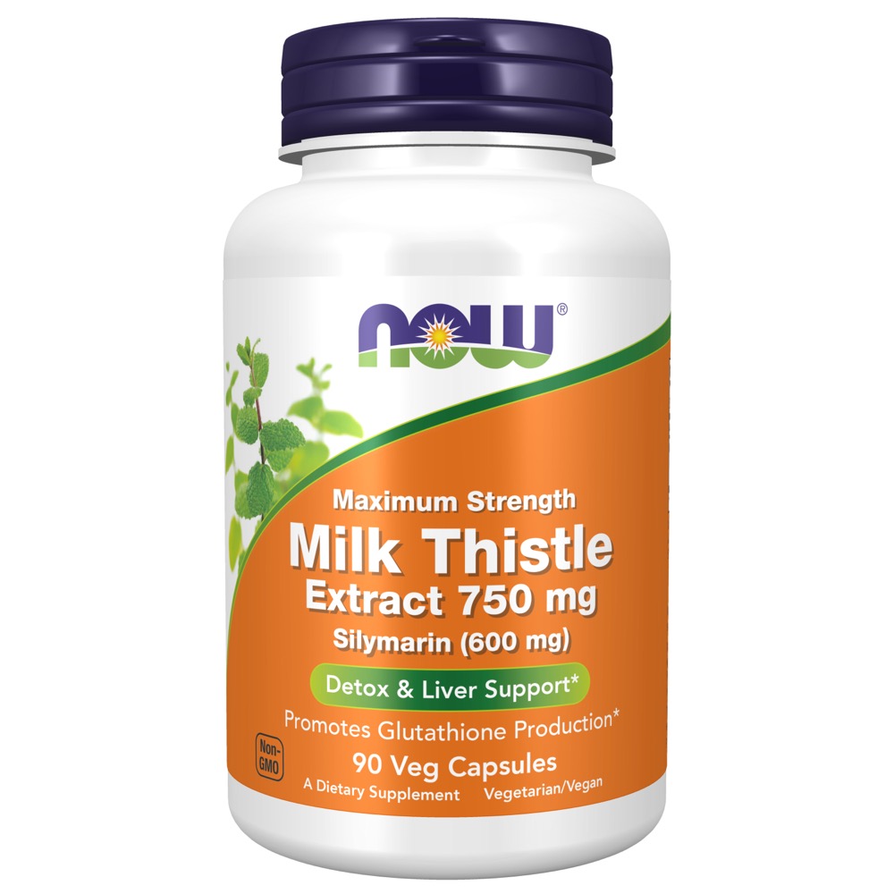 Now Vitamins - Milk Thistle Extract 750 mg Silymarin (600 mg), Maximum Strength 90 Veg Capsules