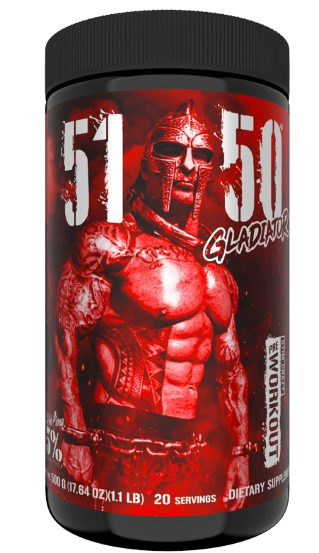 5% Nutrition 51 50 GLADIATOR high stim 20 Servings Caranage Crush (mango peach)