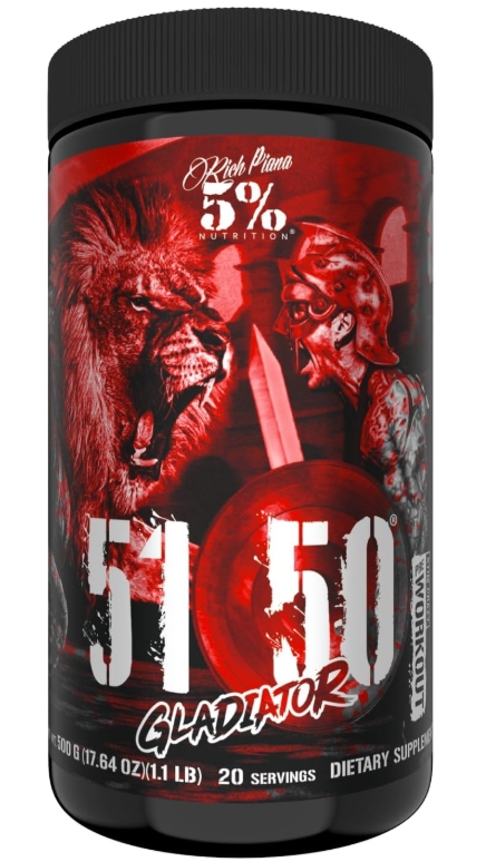 5% Nutrition 51 50 GLADIATOR high stim 20 Servings Violet Vengeance (berry bubblegum)