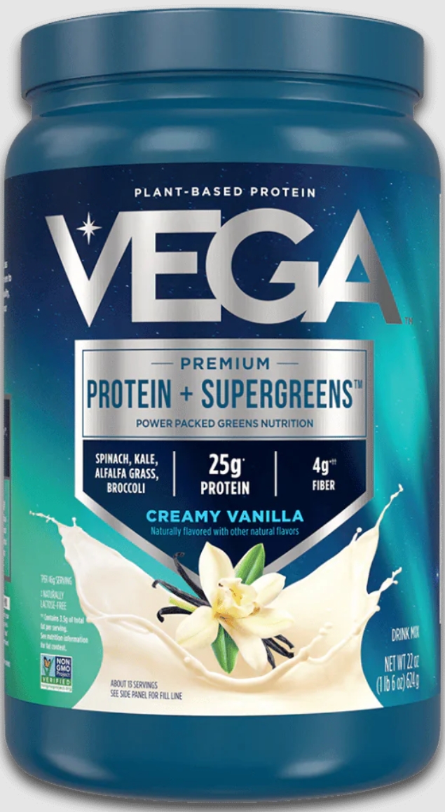 Vega - Premium Protein + Supergreens 13 Servings Creamy Vanilla Flavor
