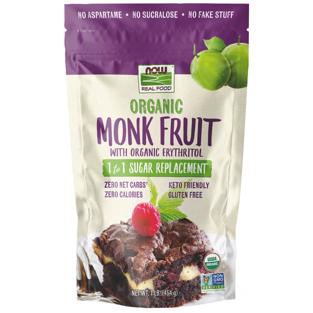Now Vitamins - Monk Fruit with Erythritol, Organic Powder 1 lb.
