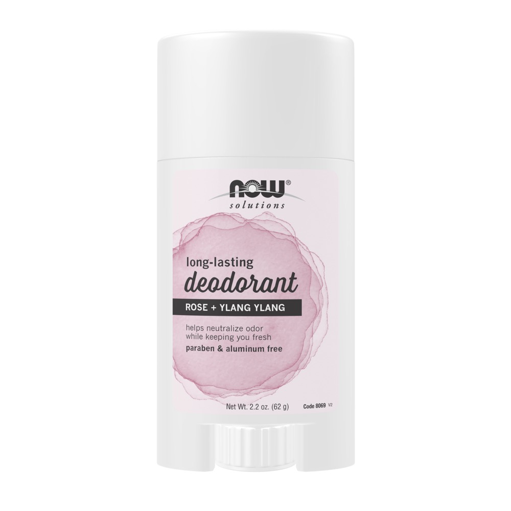 Now Vitamins - Long-Lasting Deodorant Stick, Rose + Ylang Ylang 2.2 oz.