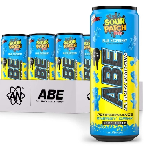 ABE - Energy Drinks 200mg Caffeine 12x12oz Sour Patch Blue Raspberry Flavor