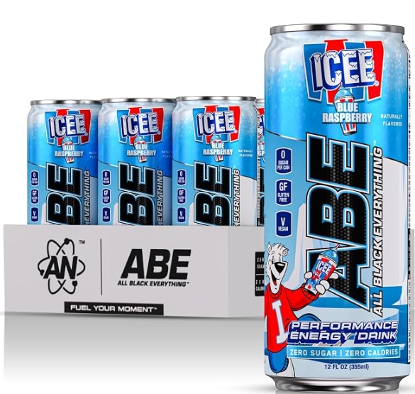 ABE - Energy Drinks 200mg Caffeine 12x12oz Icee Blue Raspberry Flavor