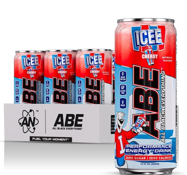 ABE - Energy Drinks 200mg Caffeine 12x12oz Icee Cherry Flavor