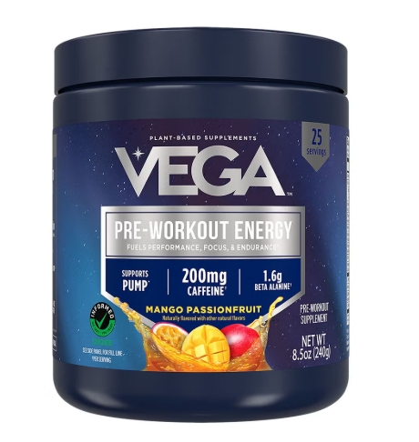 Vega - Pre - Workout Energy 8.4 oz 25 Servings Mango Passionfruit