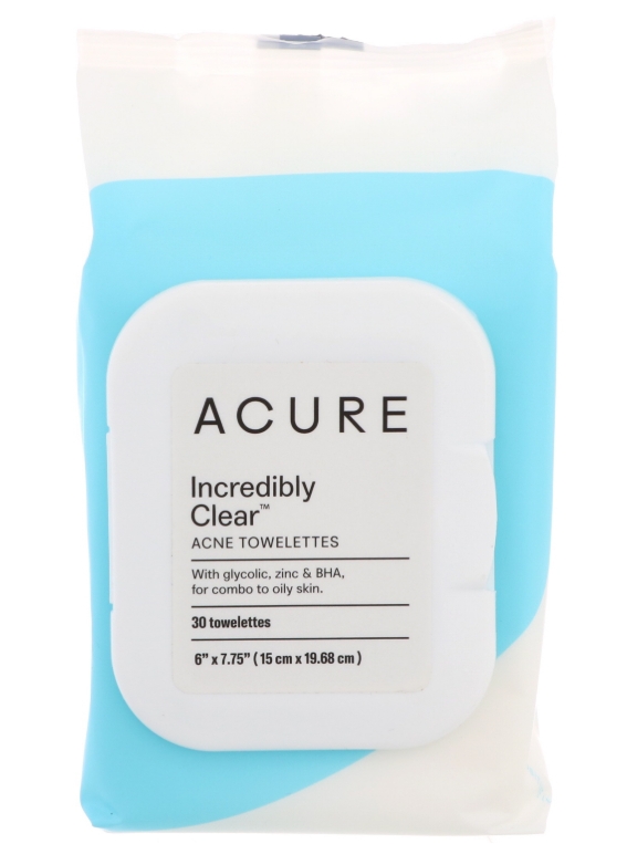 Acure Towelettes,Clarifyng Acne 1/ 30 CT
