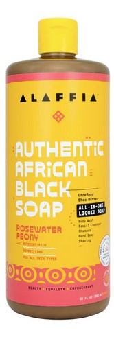 Alaffia Wash Authentic African Black All In One Rosewater Peony 32 fl oz