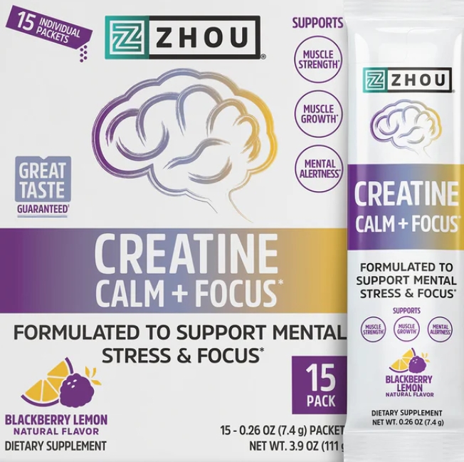 Zhou Creatine Calm + Focus 15 pk Blackberry Lemonade Flavor