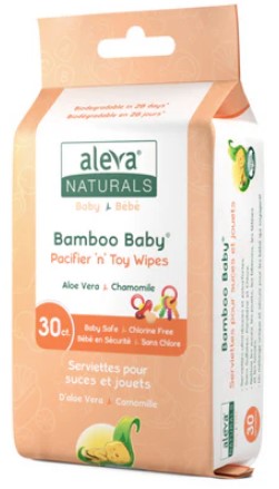 Aleva Naturals Bamboo Baby Wipes Pacifier & Toy 30 ct