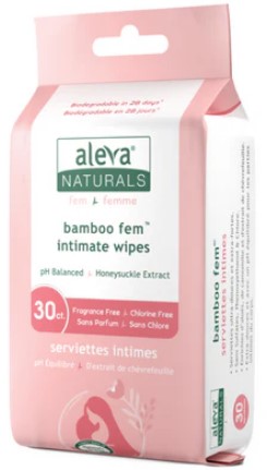 Aleva Naturals Maternal Care Bamboo Fem Intimate Wipes 30 ct