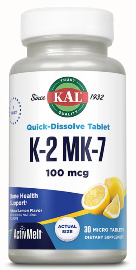 Kal - K-2 Mk-7  Activ Melt Quick Dissolve 100mcg Lemon Flavor 30 Micro Tablets 