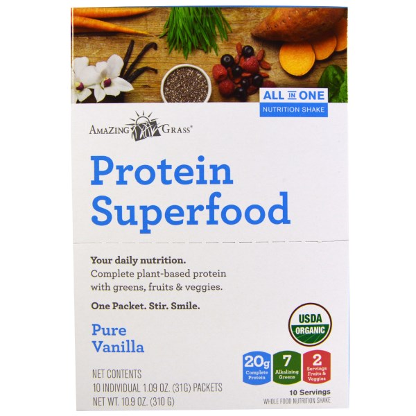 Amazing Grass - Protein Superfood  All In One Nutrution Shake Vanilla 10 Packets